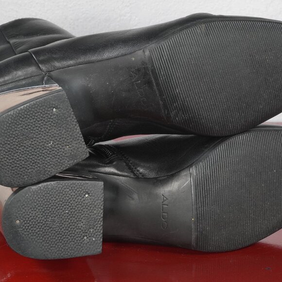 Women's Aldo Black Leather Ankle Fashion Boots Booties 8.5 - Picture 6 of 6